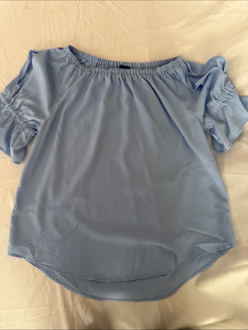Ann Taylor Light Blue Off-the-Shoulder Blouse